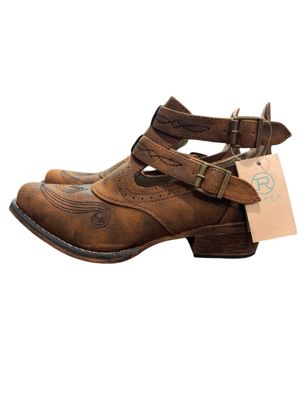 Roper Fashion Boots Womens Size 7.5 Willa Ankle Tan 09-021-1567-2185 NWOB